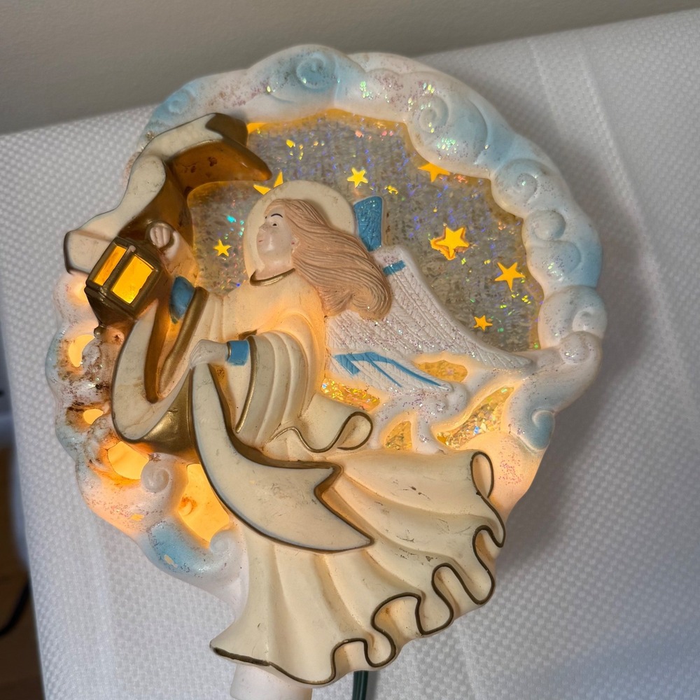 Vtg Bradford In Motion Angel Cherub Tree Topper Lighted Christmas Whimsy TESTED